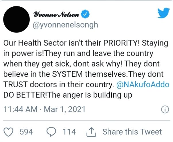 Yvonne Nelson tweet